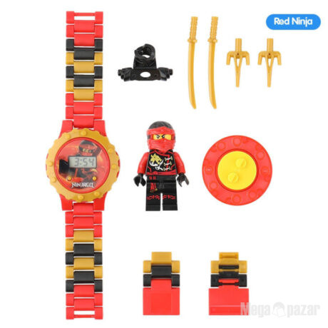 Детски часовник с играчка фигурка тип Лего Нинджаго нинджа червена