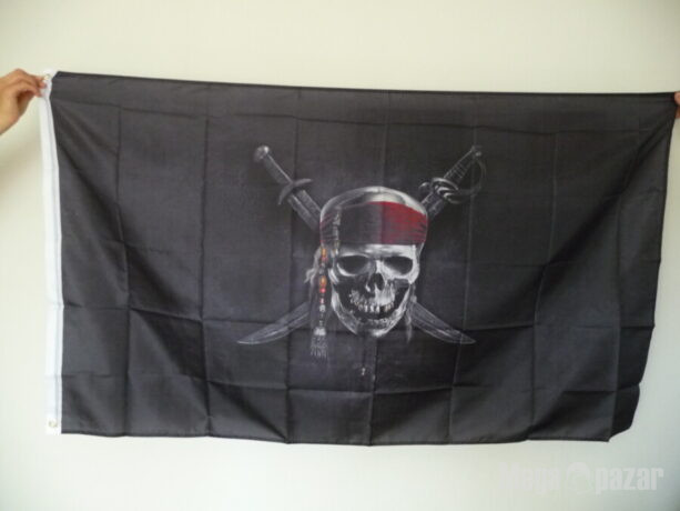 Пиратско знаме с черепи Карибски пирати абордаж кораби саби