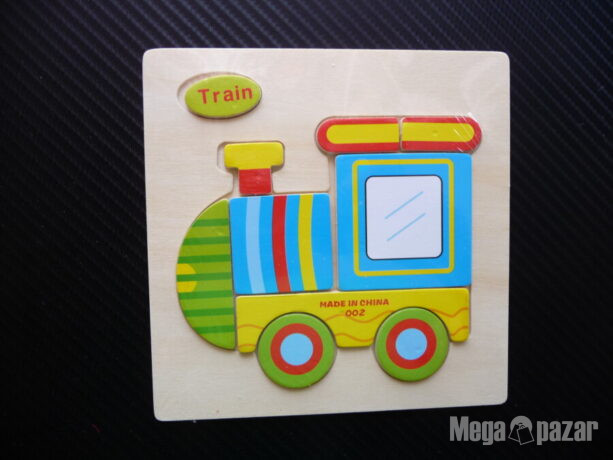 Дървен пъзел влак за най-малките играчка локомотив вагони