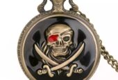 Нов Джобен часовник пиратски череп саби кости корсар черен