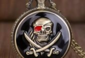 Нов Джобен часовник пиратски череп саби кости корсар черен