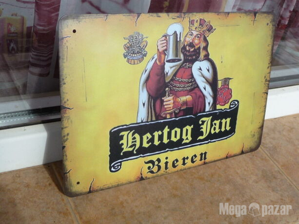 Метална табела бира Hertog Jan Холандска бира крал корона меч халба
