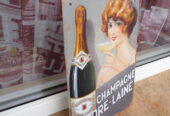 Метална табела шампанско голяма чаша наздраве ретро Франция