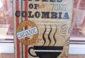 Метална табела кафе на зърна от Колумбия специално чувал чашa