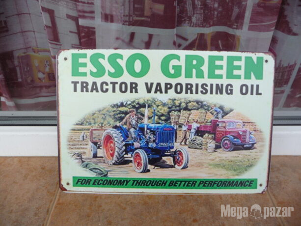 Метална табела Esso Green трактор с ремарке земеделие реколта