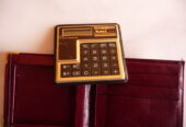 Стар портфейл с калкулатор кожен портмоне за пари карти ретро