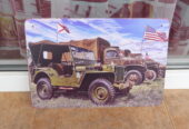 Метална табела кола военен джип камион знаме война войници