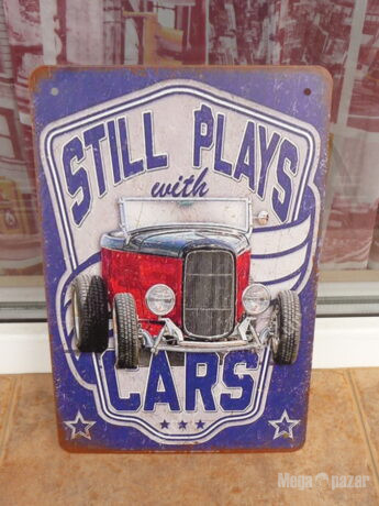 Метална табела кола Still Plays with Cars ретро автомобил гаражи