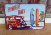 Метална табела кола Summer days плаж сърф къмпинг лято море