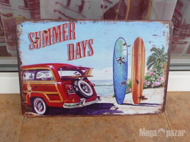 Метална табела кола Summer days плаж сърф къмпинг лято море