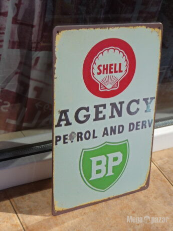 Метална табела кола Shell BP бензин дизел моторно масло Шел