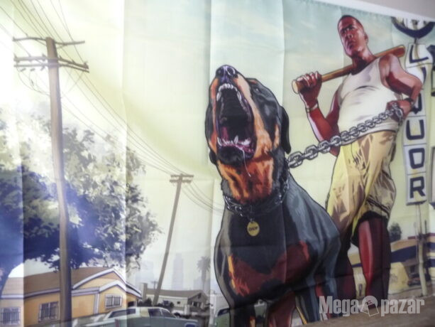 GTA знаме флаг Grand Theft Auto игра реклама куче бухалка екшън Лос Анджелис