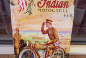 Метална табела мотор Indian 1918 военен войник козируване