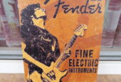 Метална табела музика електрическа китара Fender китарист