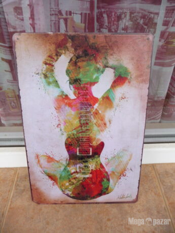 Метална табела картина еротика китара музика рок живопис кок бои струни